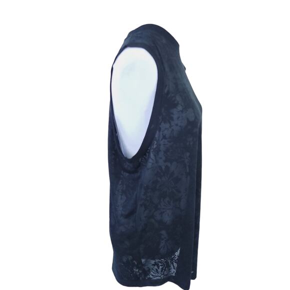 Ivy Park Beyonce Burnout Semisheer Black Oversized Floral Tank Medium Sleeveless - Picture 2 of 7